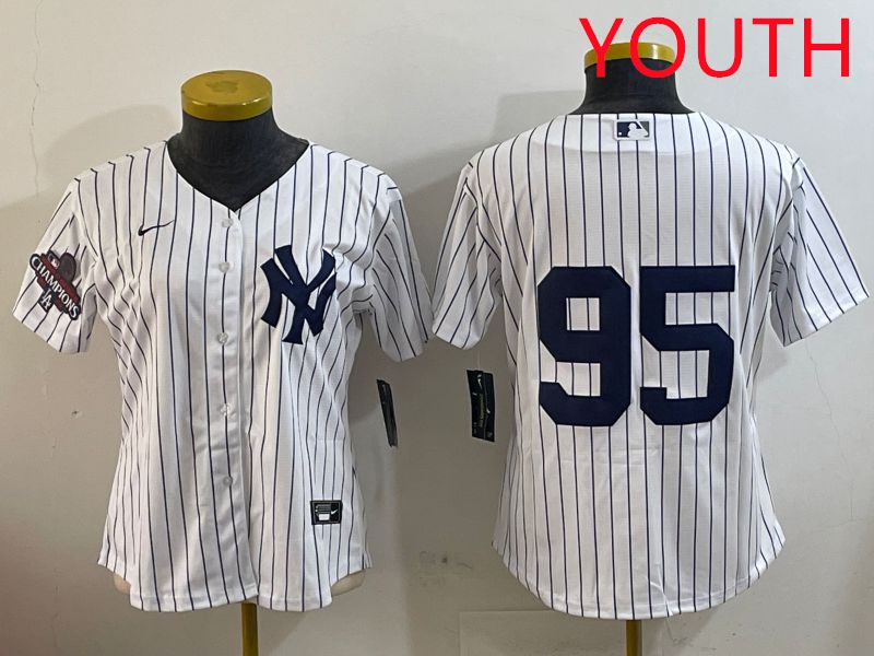 Youth New York Yankees #95 No Name White Stripe Game 2025 Nike MLB Jersey style 1->youth mlb jersey->Youth Jersey